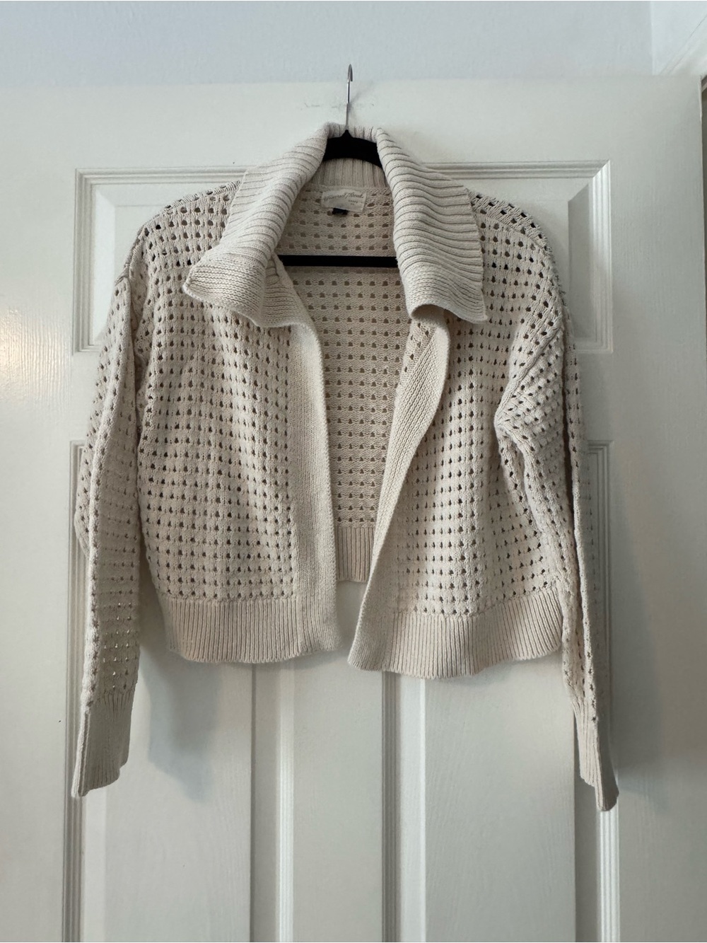 Universal Thread Cream Openwork Collared Cardigan